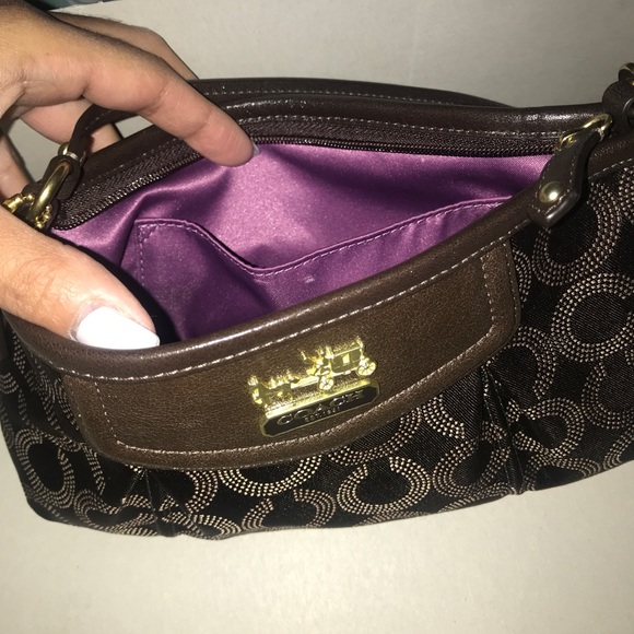 Coach Madison Signature Brown Pouchette Purse - Picture 3 of 4